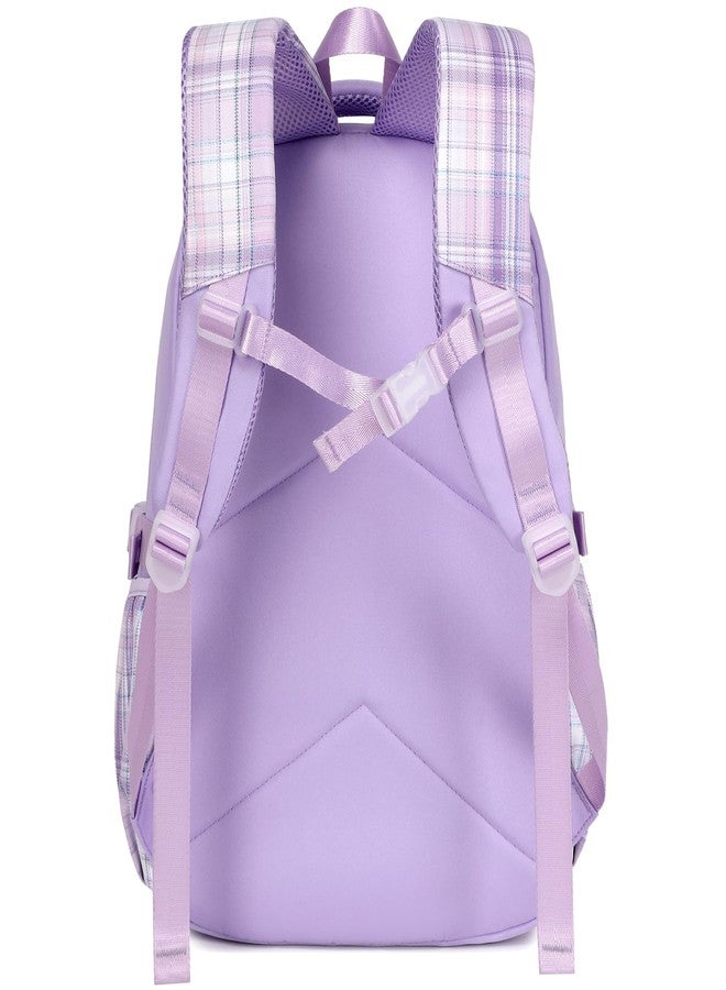 JIANYA Girls Backpack for School Kids Backpack with Lunch Box Elementary School Backpack for Girls, Bow/Purple - Image 2